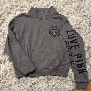 PINK 1/4 Zip Grey Sweatshirt
